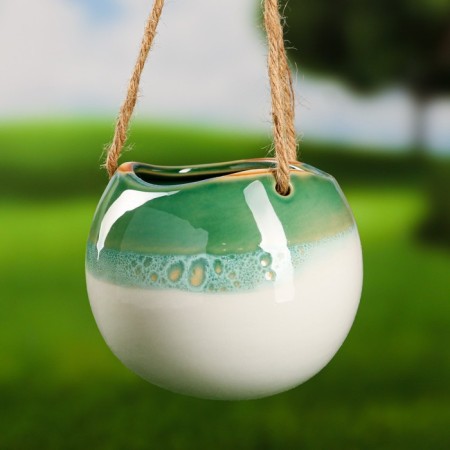 Suspended pot "Round" green, 11x11x9cm