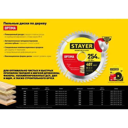 Disk STAYER 3681-200-32-36_Z01, wood, optimal cut, 36T, 200 x 32/30 mm-4