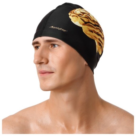 Hat of swimming adult onlytop, fabric, girth 54-60 cm, black color-7