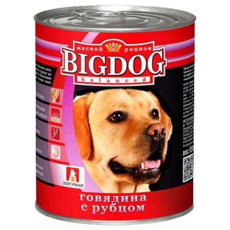 Wet Big Dog food for dogs, beef/scar, railway, 850 g