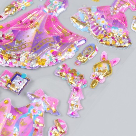 Plastic sticker 2 sheets "Princess outfits" with glitter mix 11x22.5 cm-1