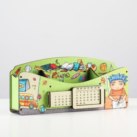 Organizer for office items "School of amenities", eternal calendar, color, green-1
