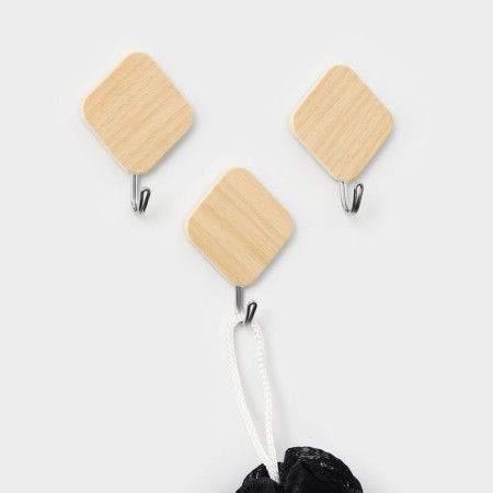 Hooks self -adhesive deed "wooden rhombuses", 3 pcs, color light wood-2
