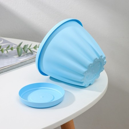 Pot for flowers with the Podon "Noble", 1 L, D = 14 cm, Blue Color-3
