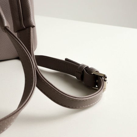A backpack with a zipper, Textura, external pocket, gray-beige color-6