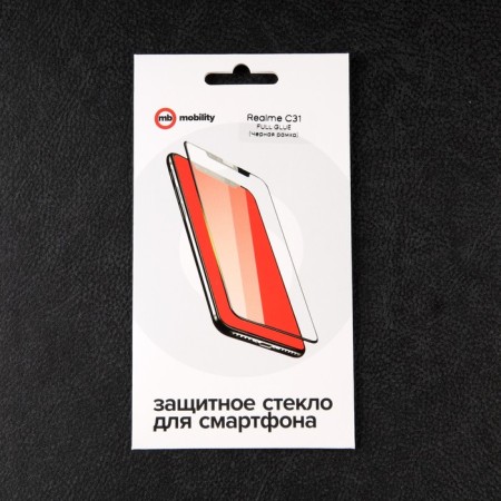 Protective glass Mobility, for Realme C31, full glue, black-2