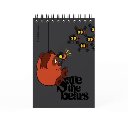 Notebook on spirals A6, 60 sheets, cage, Erichkrause "Winnie-Puh", cardboard cover, offset unit, whiteness 100%, mix-2