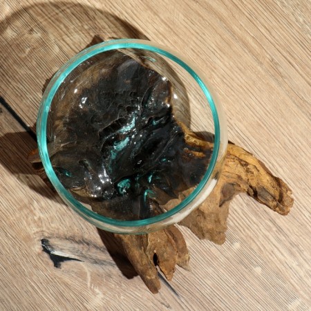 Vason glass on the tree "Low stand" 13x13x15 cm-2