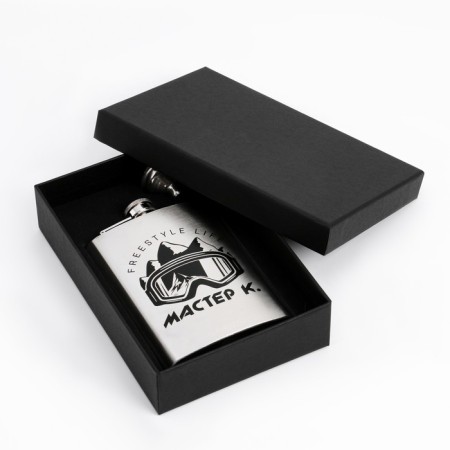 Flaw for alcohol and water, 240 ml, "Master K", stainless steel, gift, with a funnel-1