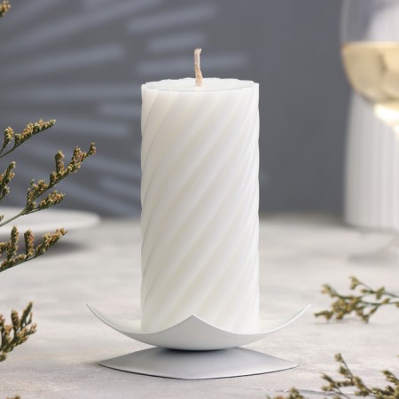 Block "quarter" metal per 1 candle, 7x2.7 cm, white