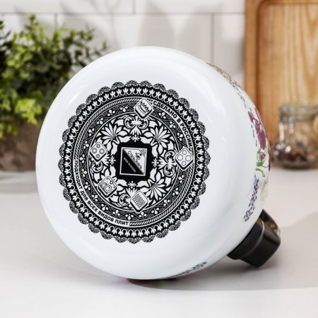 A kettle with a whistle "Mosaic", 3 l, a fixed handle, white color, induction-3