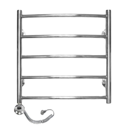 Domoterm electric heated towel rail "Calipso", 500 x 500 mm, 5 crossbars, left, chrome