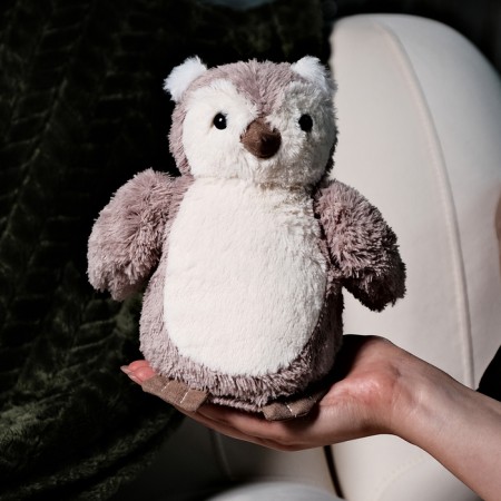 Soft toy "owl", 20 cm, light gray color-2