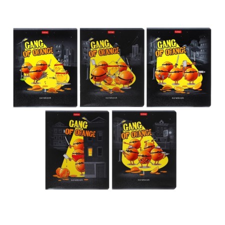Notebook 48 sheets Cell "Orange Gang", cover coated cardboard, selective matte varnish, unit 65 g/m2, 5v mix