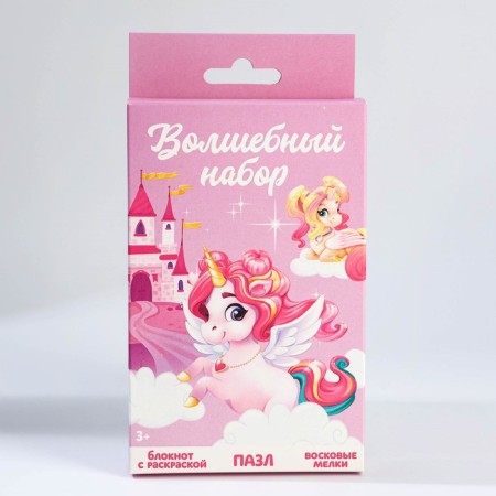 Set: notebook - coloring, crayons 4 pcs. "Magic unicorn"-1