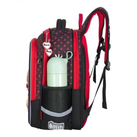 School backpack 37 x 28 x 13 cm, ergonomic back, Across 557, black/red CS23-557-10-2