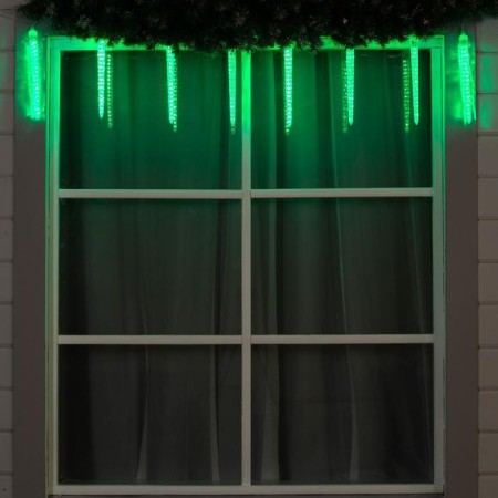 Garland "icicles rhyflated" 2.5 × 0.3 m, IP65, transparent thread, 192 LED, green glow with a drain effect, 12 V-2