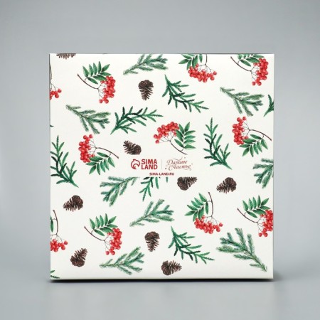 The box for cupcakes is folding with bilateral application "bullfinch", 16 x 16 x 10 cm, new year-5