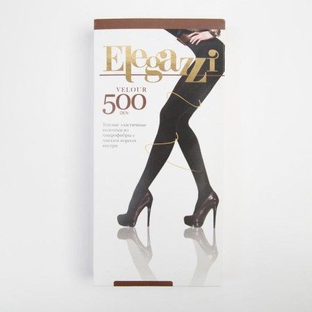 Women's tights Elegazzi Velour 500 Den microfiber with the basis, black color, size 2/3