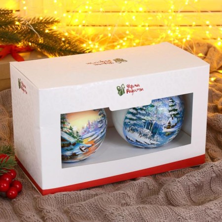 A set of 2 Christmas balls of 100 mm "Divine Forest"-1