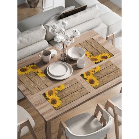 A set of napkins for setting the table “Sunflower on the floor”, rectangular, rounded edges, size 30x46 cm, 4 pcs
