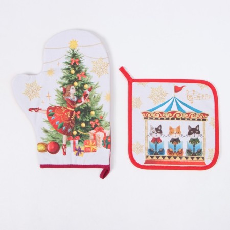Set of kitchen. Ethel "Nutcracker": 19x19 cm, mittens-seizure 20x28 cm, 100% HL-1