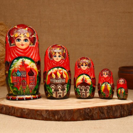 Matryoshka "Moscow", 5 puppet, suite