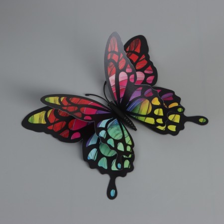 Magnet plastic "butterfly with rainbow colors" set of 12 pcs 6; 8; 10; 12 cm-1