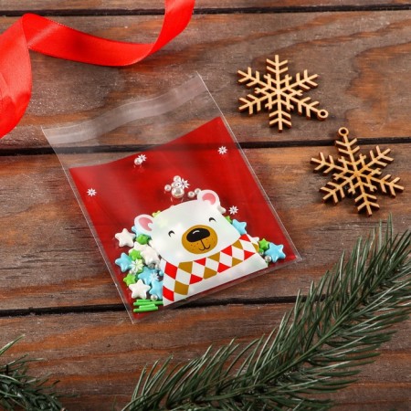 BOPP package with sticky tape, "Bear", 10 x 10+3cm-4