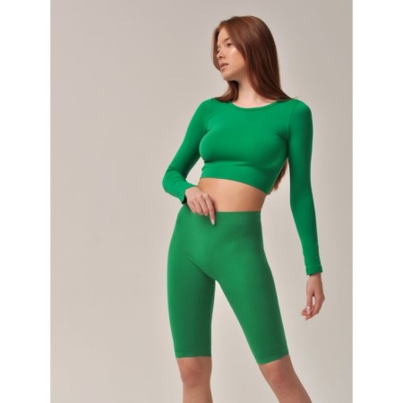 Crop female top with a long sleeve Crop Top Manica Lunga, size 48, color green tea-4