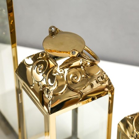 Summary metal, glass Lantern "Curls" gold nr 3 pcs 55x18x18 37x14x14 24x10x10 cm-4
