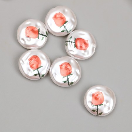 Busina for creativity plastic "Pearl Flat Circle with Rose" 0.5x1.6x1.6 cm-1