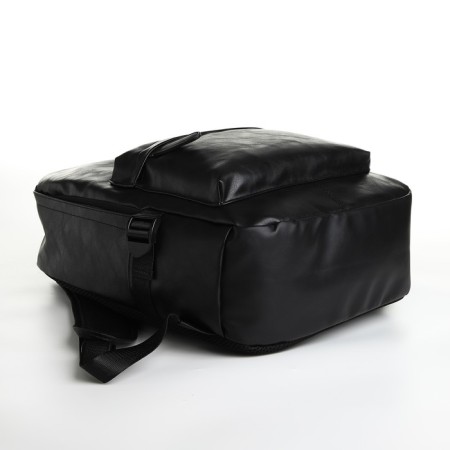 City backpack of artificial leather with lightning, 3 pockets, black color-4