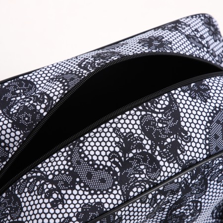 Road bag on wheels, lightning department, 3 outer pockets, long belt, black/white color-3
