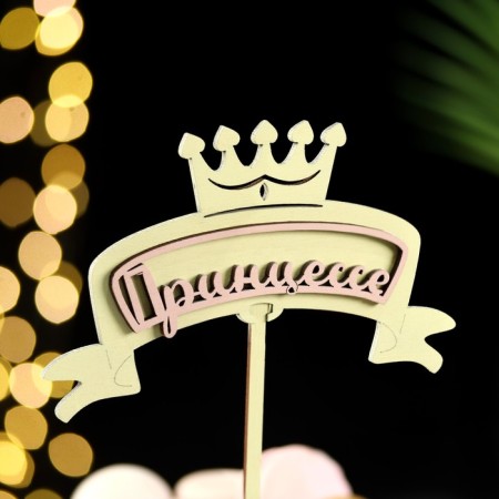 Topper "Princess", in packaging, pink, 15 × 9 cm-4