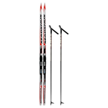 Ski kit: plastic skis 180 cm with a notch, fiberglass sticks 140 cm, SNS mounts, MIX color-13