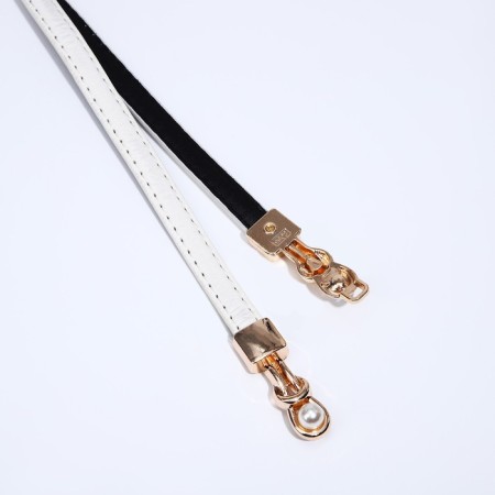 Women's belt, width 1 cm, metal buckle, white color-1