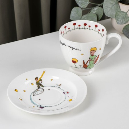 Tea pair of porcelain "Little Prince", 440 ml, saucer d = 16 cm-3
