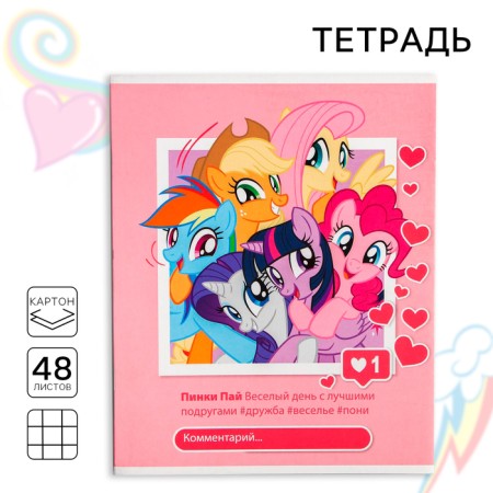 Notebook of 48 sheets in a cage, cardboard cover "Pony", My Little Pony