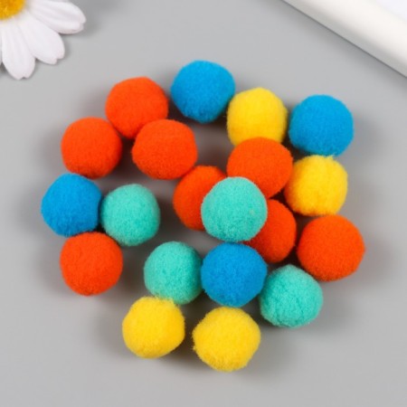Pompons, 20 mm, 20 pcs/pack, 100% polyester, assorted No. 1