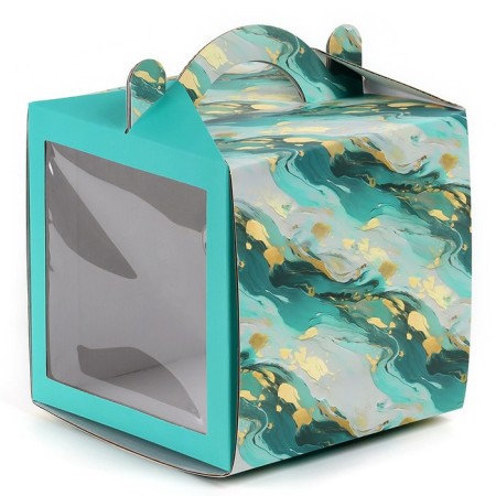 Confectionery box with a window, a chest, "marble", 20 x 20 x 20 cm-1