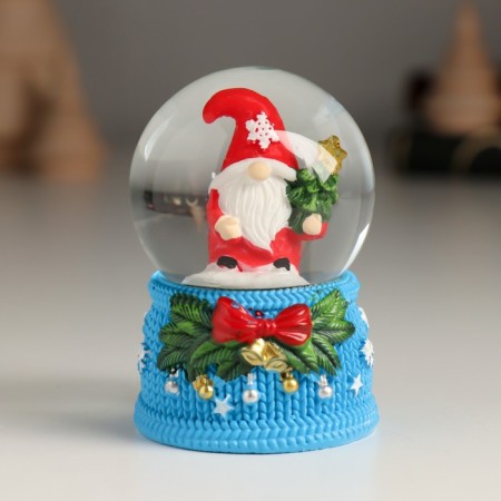Souvenir Polystone Water Ball "Dwarf with a bow and bells" MIX 4.6x4.6x6.7 cm-2