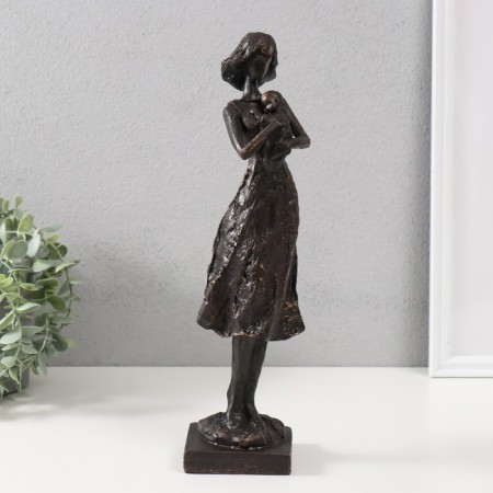 Polystone souvenir "Girl with a child" Black 34x9.5x9 cm