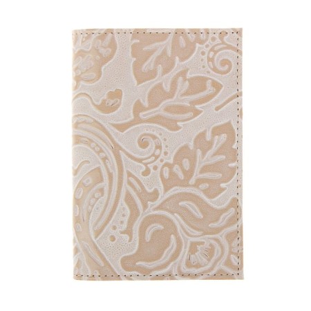 Cover for a passport with a pocket, beige color