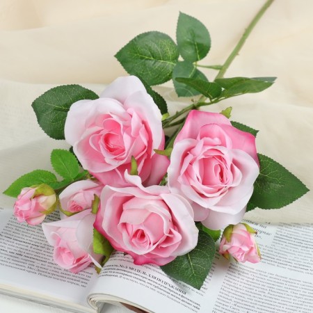 Artificial flowers "bush roses" 8x65 cm, pink