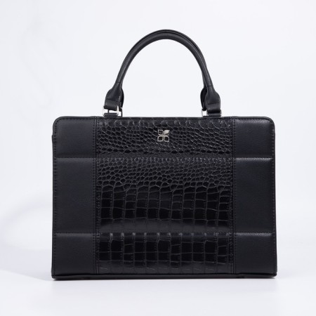 Women's bag El Masta with a zipper, external pocket, long belt, black color-3
