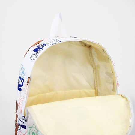 School backpack on lightning from textiles, external pocket, white/blue color-3