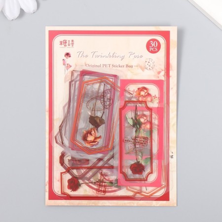 Stickers for creativity "Tags - red flowers" set 30 pcs 0.2x8x11 cm-3
