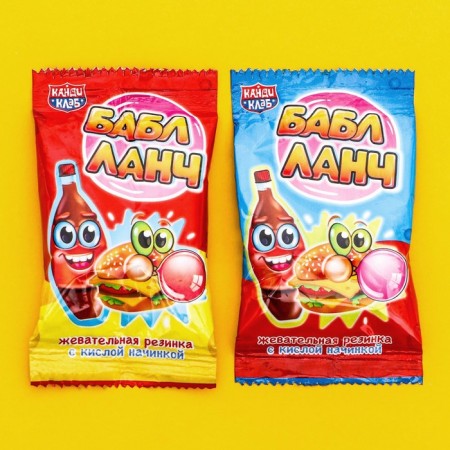 Chewing gum "Babble lunch" with acidic filling, 12 g