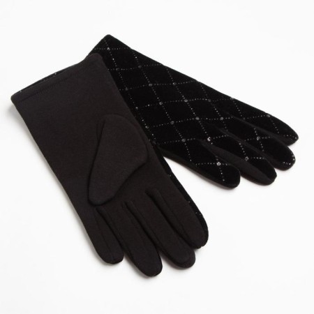 Women's gloves minaku is monophonic with rhinestones, 23 cm, cent-1
